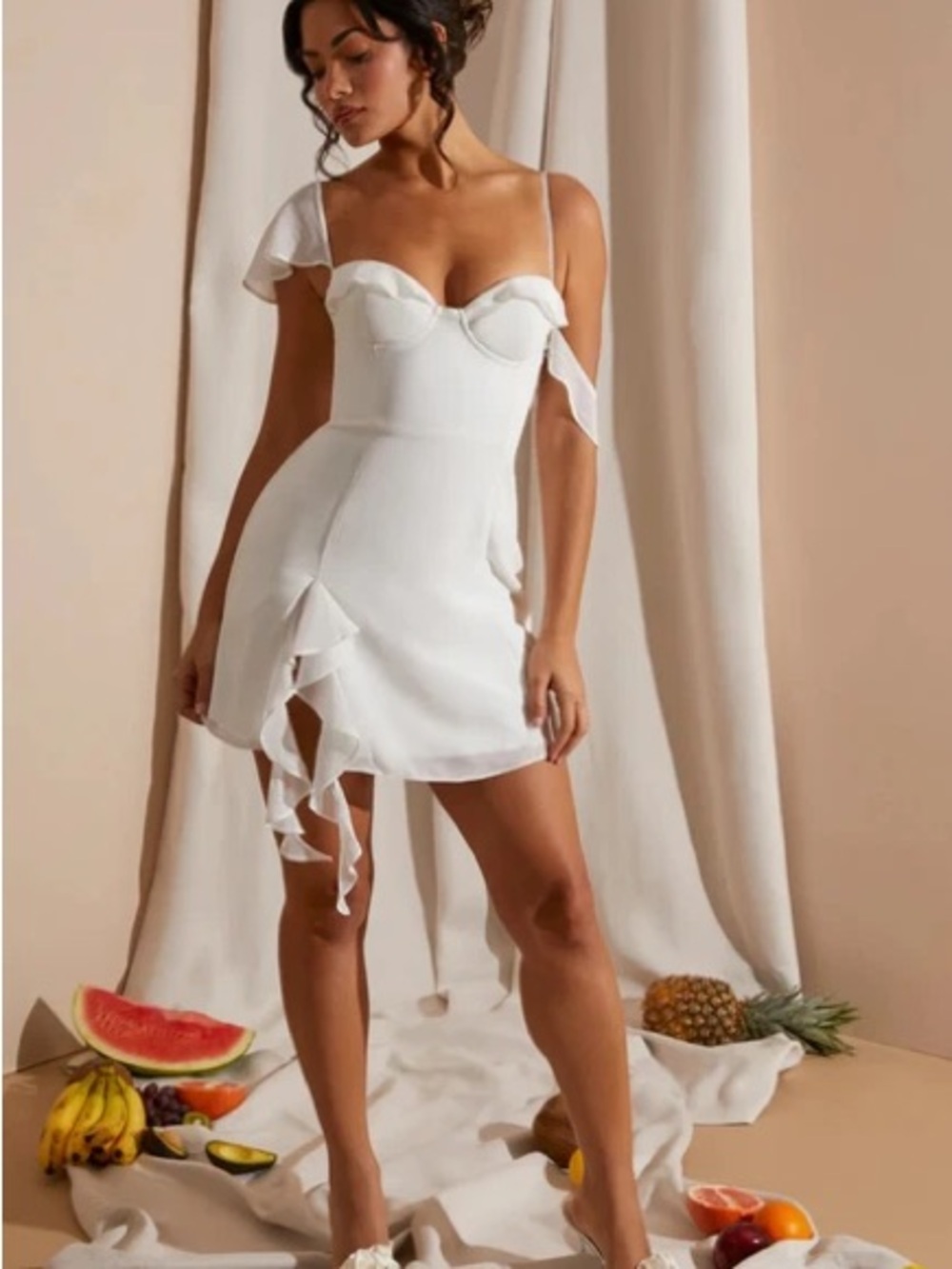 Oh Polly White Ruffle Mini Dress